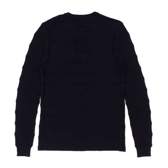 Men's Black Button-Shoulder textured tonal stripe merino Will sweater - Picture 2 of 6